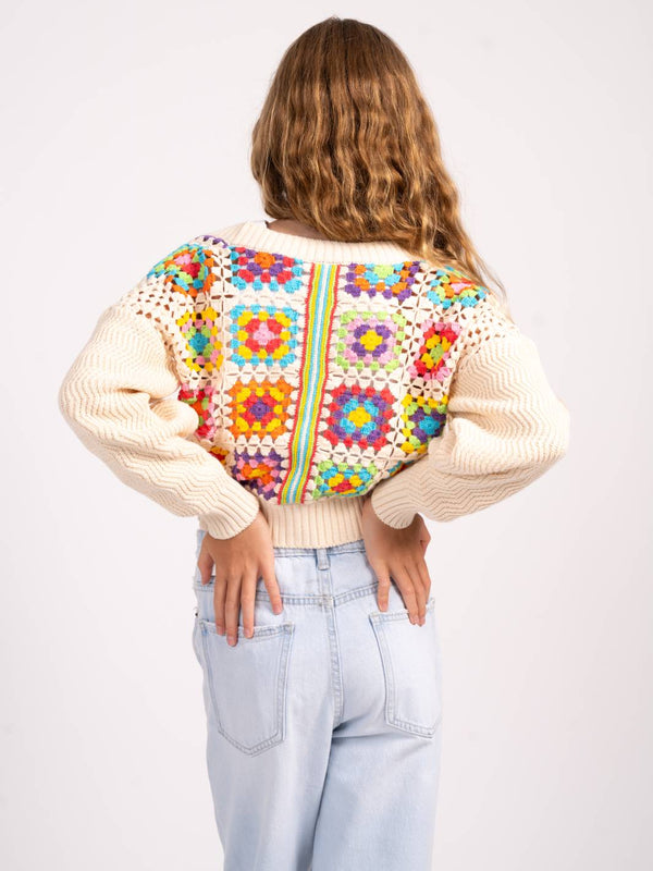 Tasha Patchwork Crochet Cardigan | Multi
