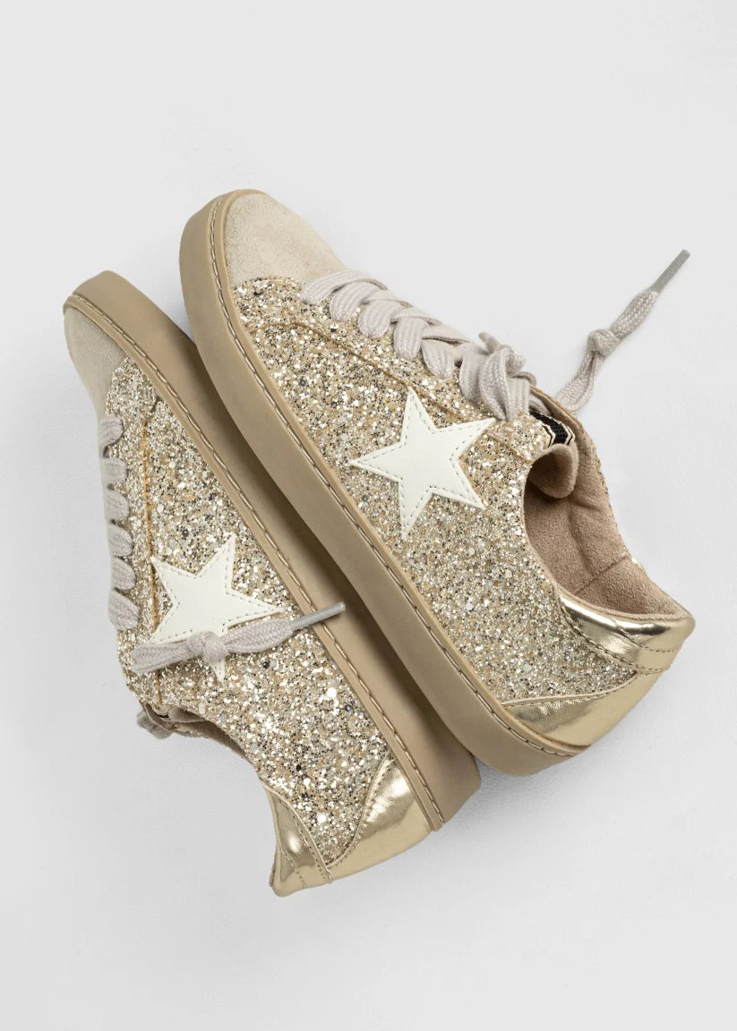 Paula Kids Sneaker | Golden Glitter