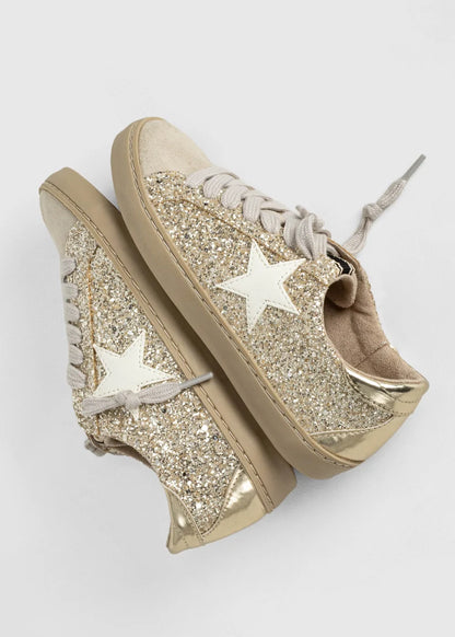 Paula Kids Sneaker | Golden Glitter