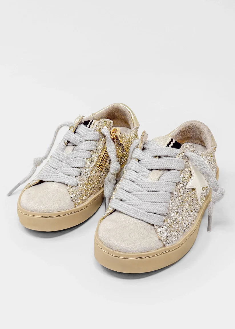 Paula Kids Sneaker | Golden Glitter