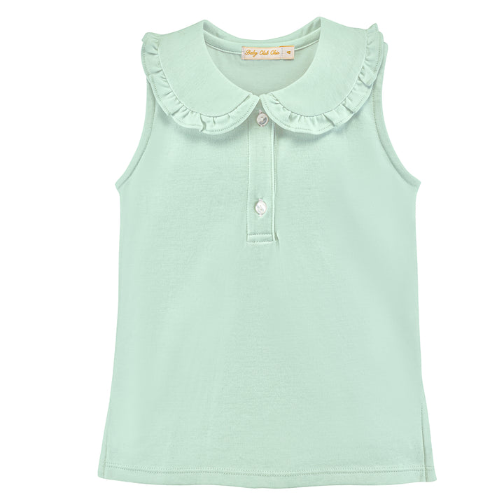 aqua solid blouse w/collar