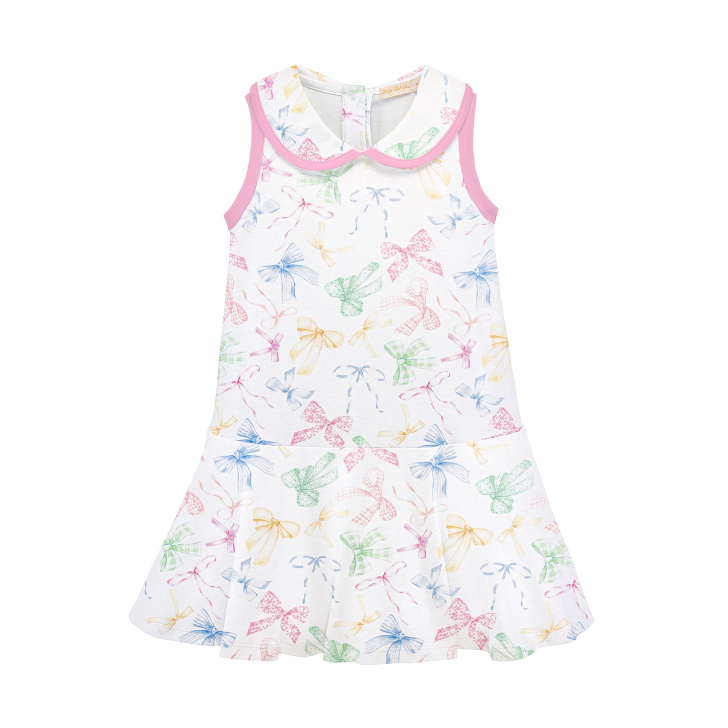 confetti bows printed dress w/round collar