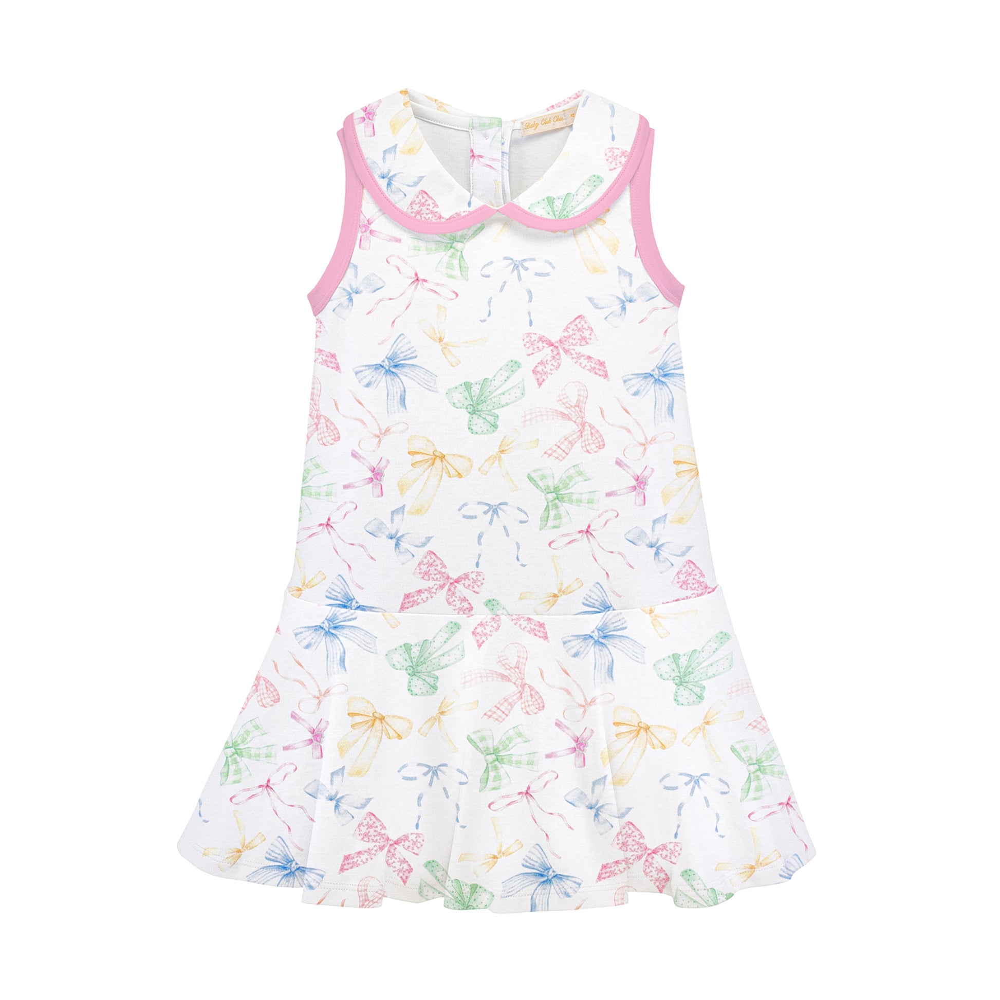 confetti bows printed dress w/round collar
