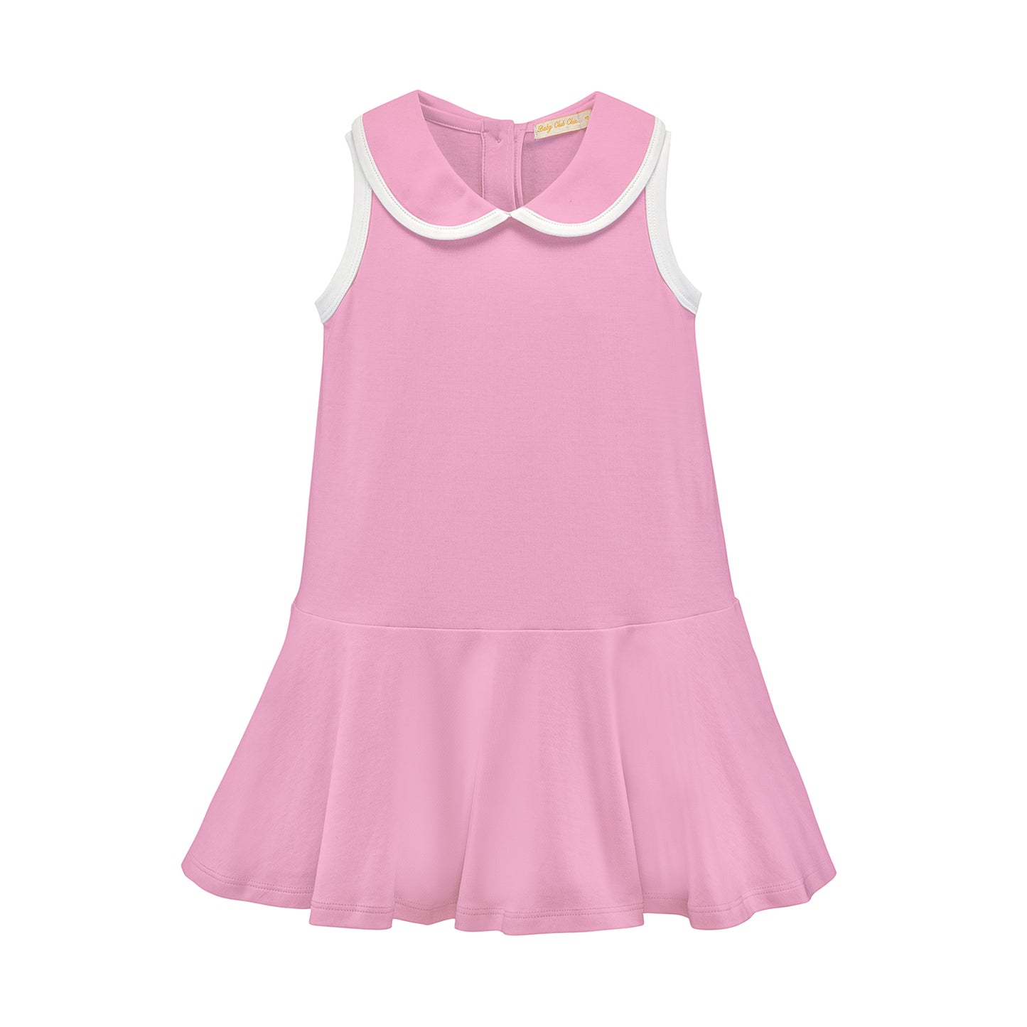 cotton candy pink solid dress w/round collar
