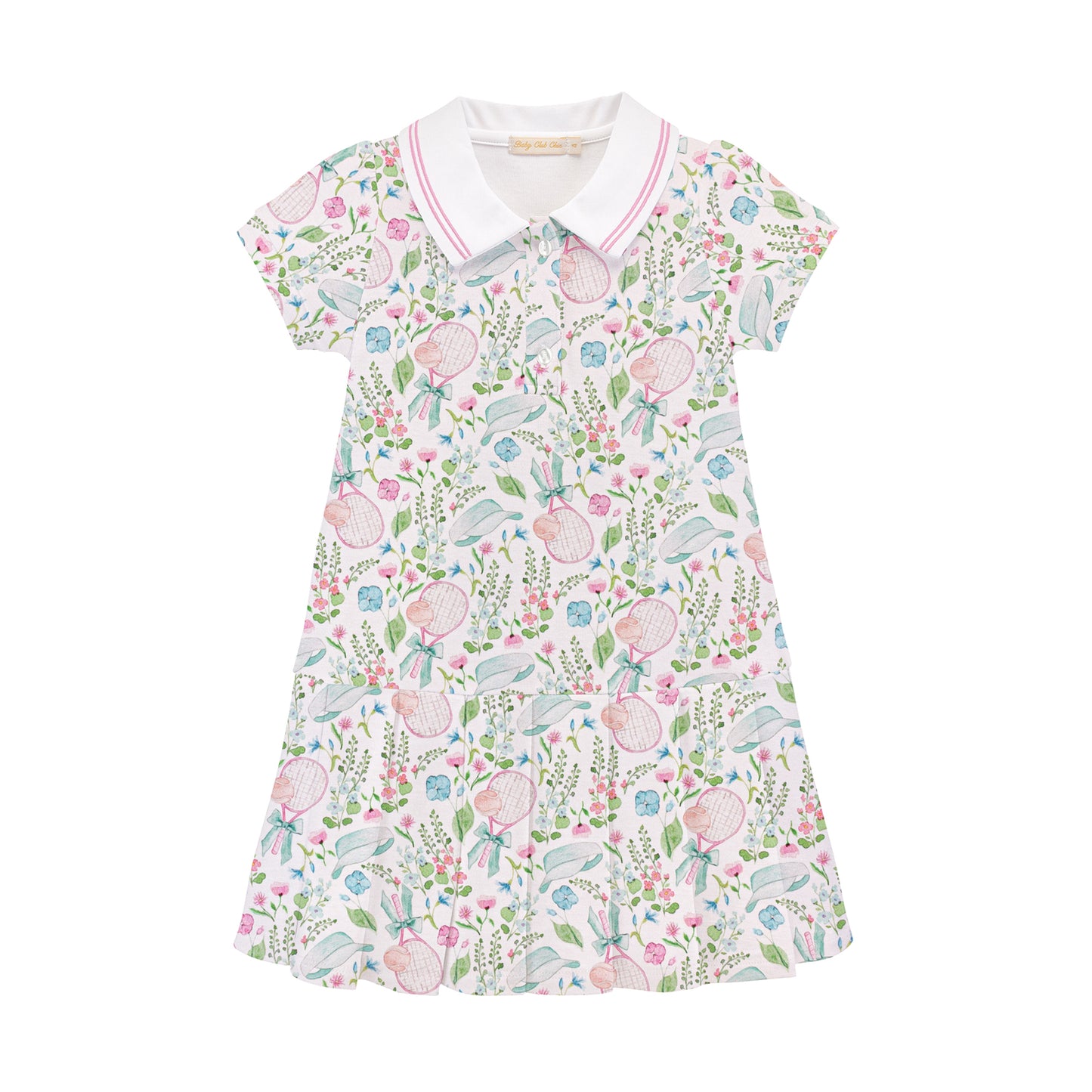 golfing grace printed dress w/striped collar