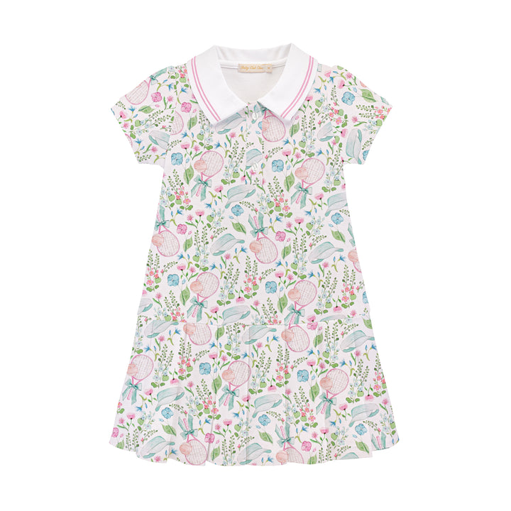 golfing grace printed dress w/striped collar
