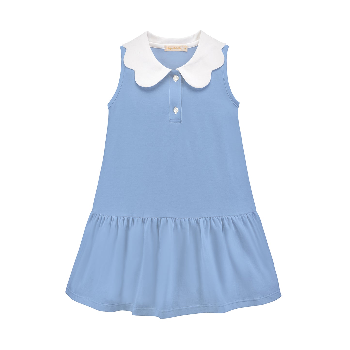 frozen solid dress w/scalloped collar