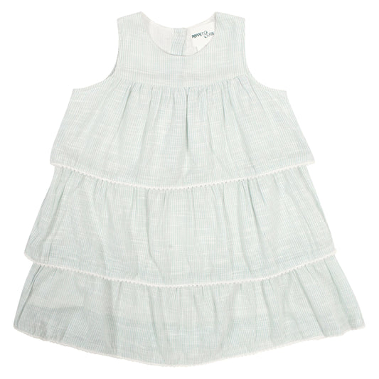 Sleeveless Tiered Dress | Blue + Ivory Mini Stripe
