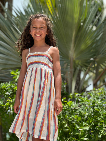 Strappy Tassel Sundress | Bright Summer Stripe