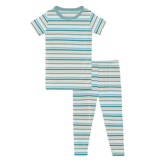 Print Short Sleeve Pajama Set | Lakeside Stripe