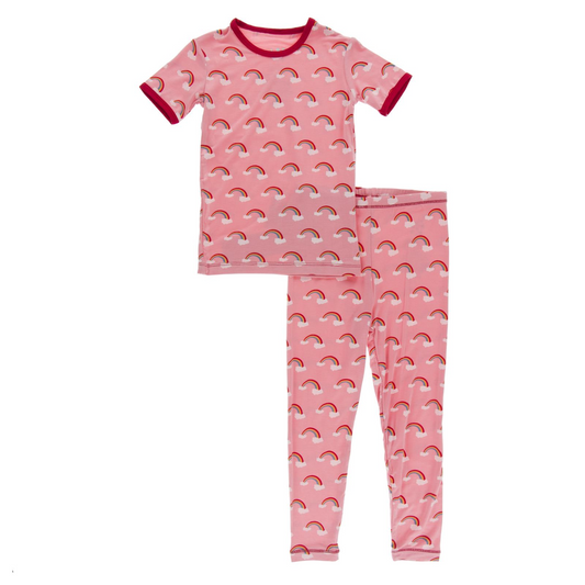 Kickee Pants, Short Sleeve Pajama Set ~ Spring Sky Zoo