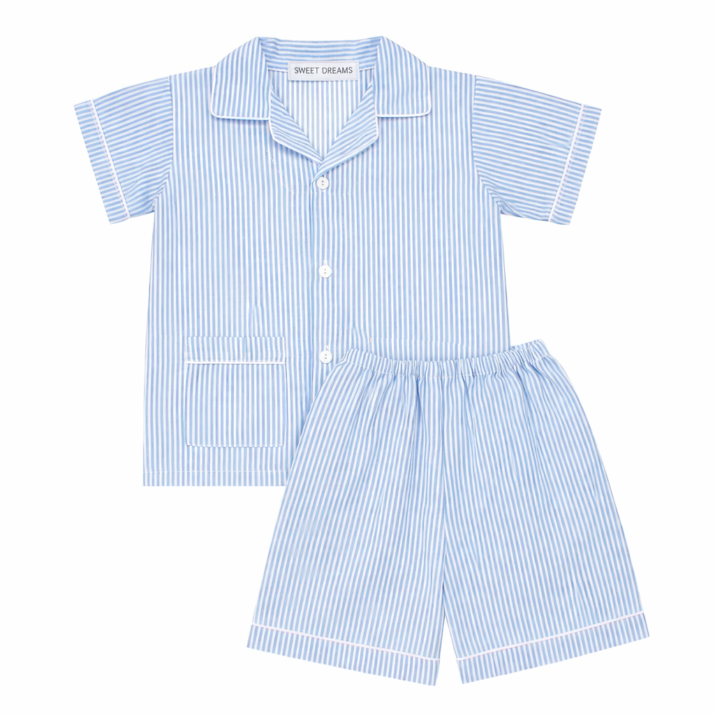 Blue Stripe Short Sleeve PJ's