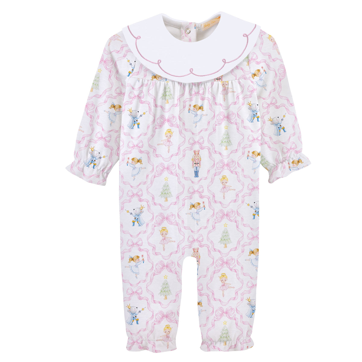 Nutcracker Dreams Printed Pima Playsuit w Bib Collar