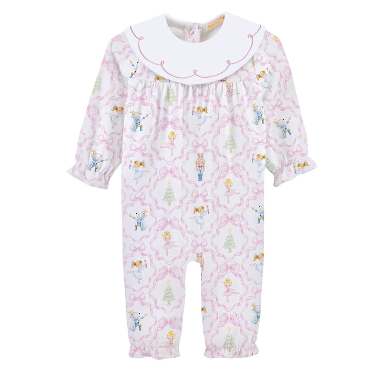 Nutcracker Dreams Printed Pima Playsuit w Bib Collar