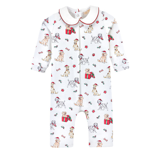 Holy Doggy Xmas Printed Collared Playsuit