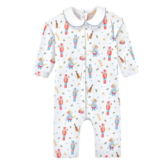 Blue Nutcracker Printed Collared Playsuit