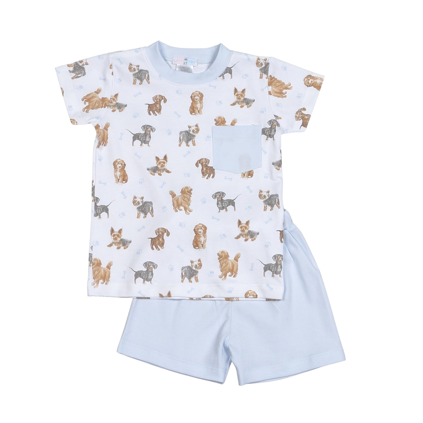 Blue Puppy Pals Pima Short Set