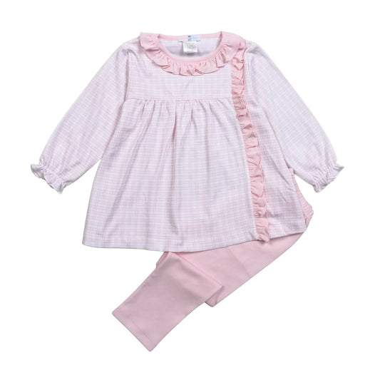 Pink Plaid Pima Pant Set