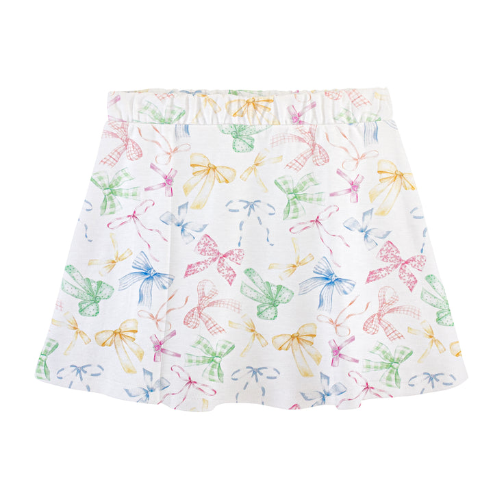 confetti bows printed plain skort