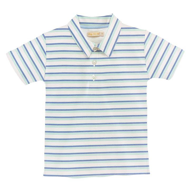 tee time stripes printed t-shirt w/collar