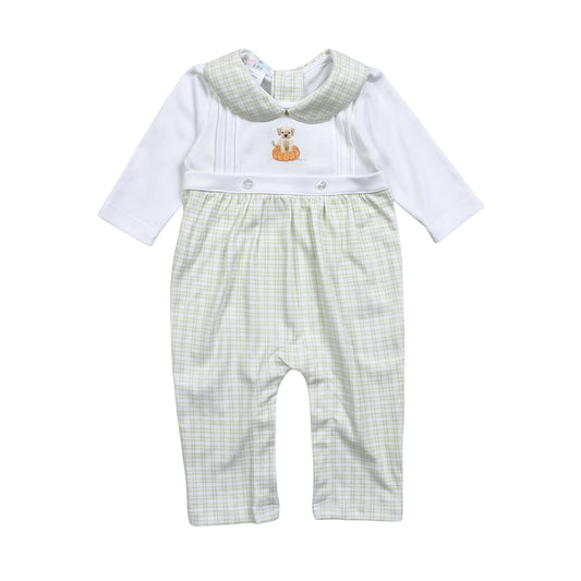 Pumpkins and Paws Hand Embroidered Pima Romper