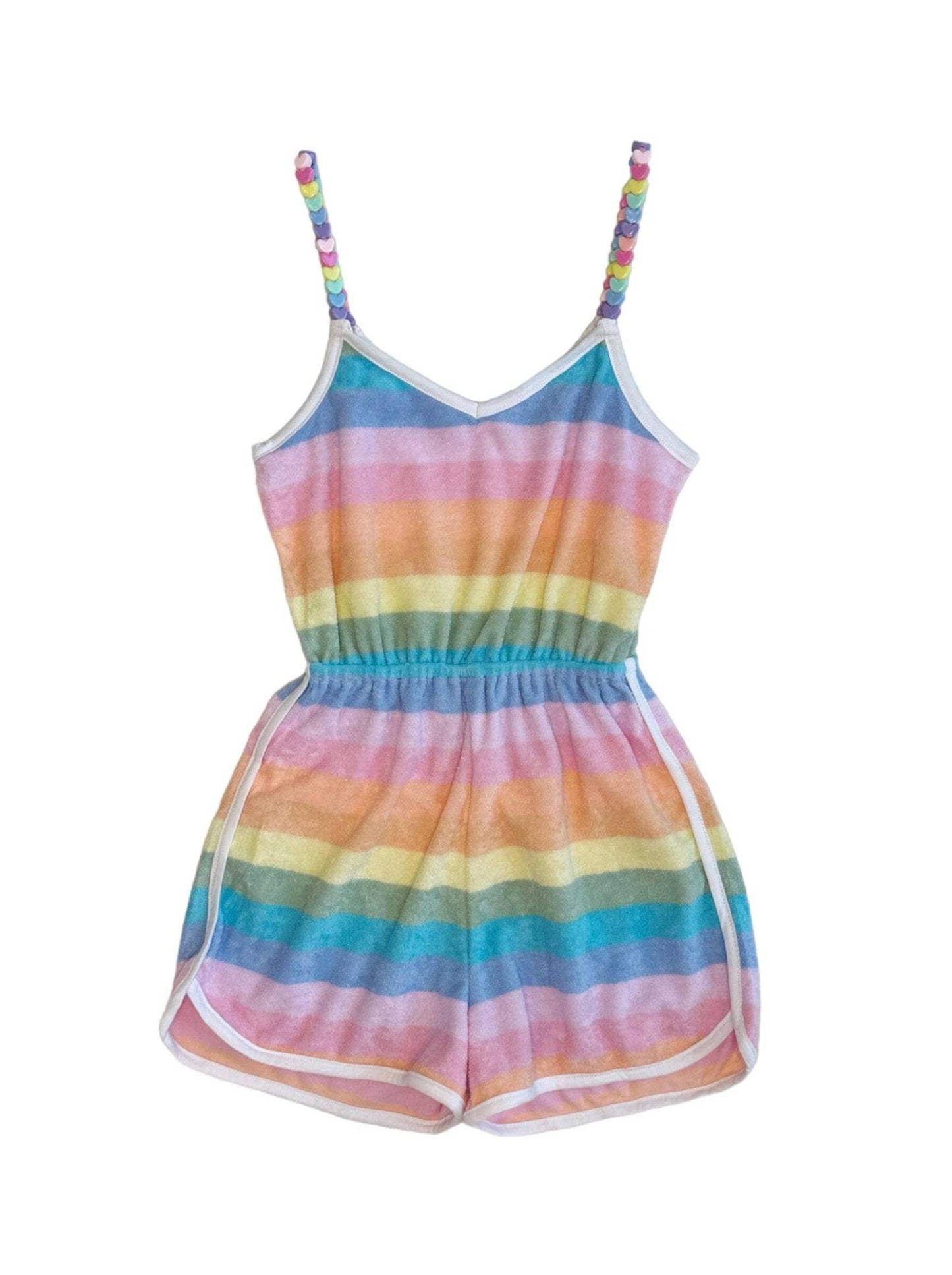 Pastel Ombré Beaded Hearts Romper