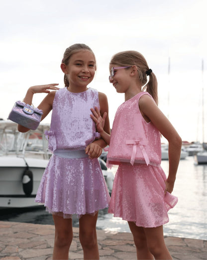 Pastel Sequin Bow Set || Pink