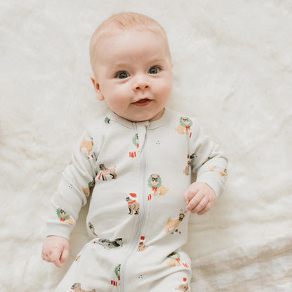 Footed Sleeper | Holiday Pugs