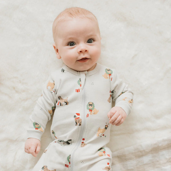 Footed Sleeper | Holiday Pugs