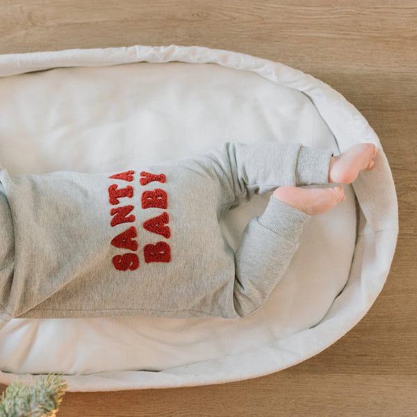 Heather Grey Fleece Playsuit | Santa Baby