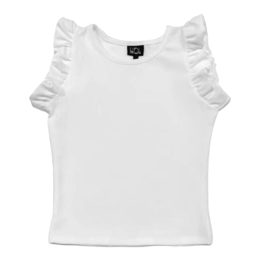 Ruffle Sleeve Top | White