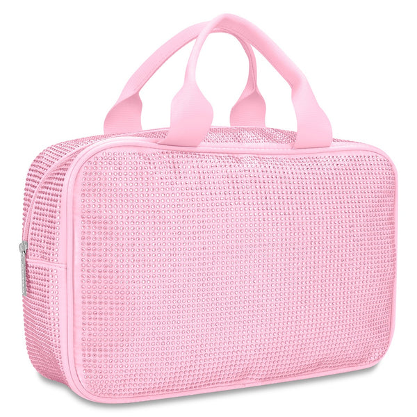 Pink Rhinestone Large Cosmetic Bag