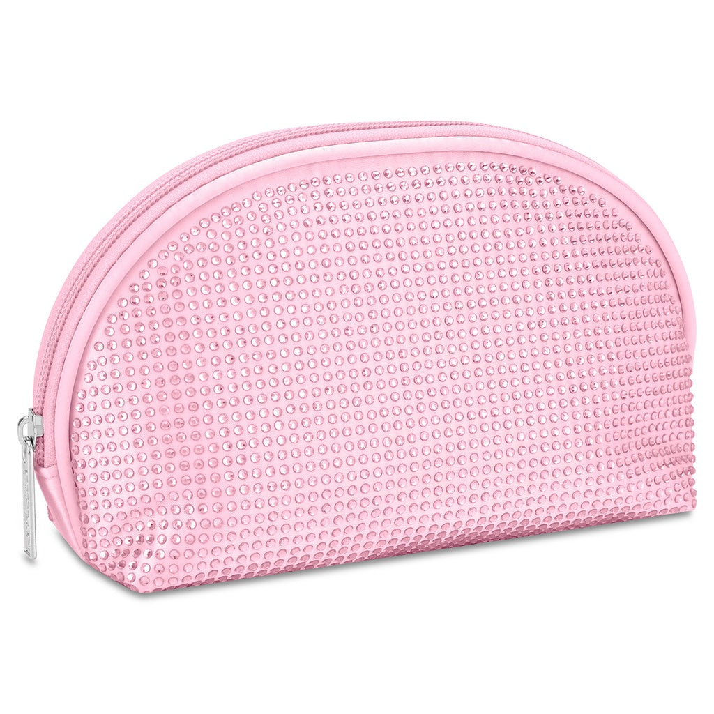 Pink Rhinestone Oval Cosmetic Bag