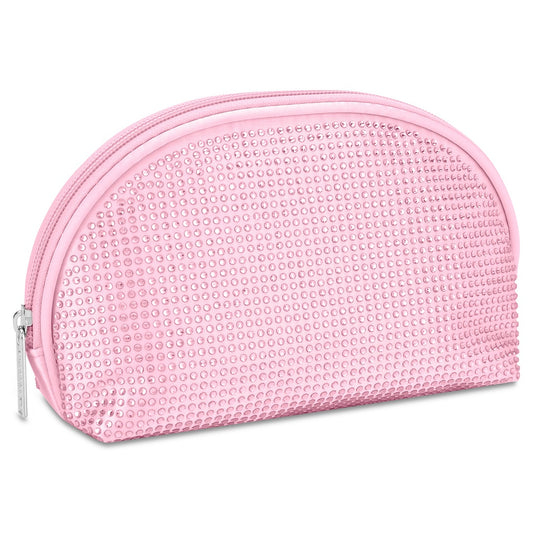 Pink Rhinestone Oval Cosmetic Bag