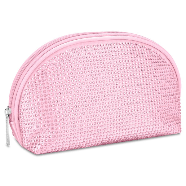 Pink Rhinestone Oval Cosmetic Bag