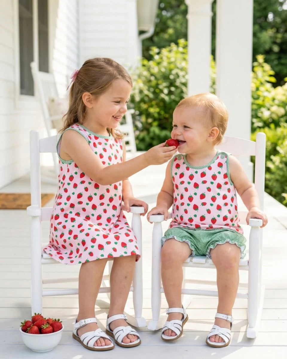 Bitsy Bloomer Set I Berry Sweet & Green Minigingham