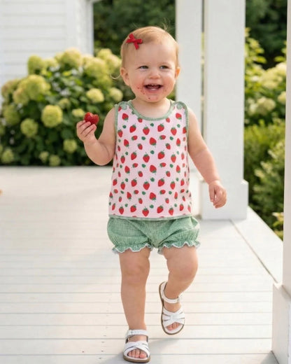 Bitsy Bloomer Set I Berry Sweet & Green Minigingham