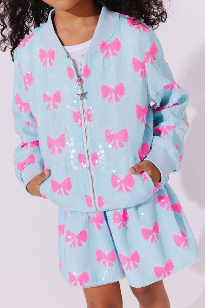 Pretty In Bows Sequin Bomber