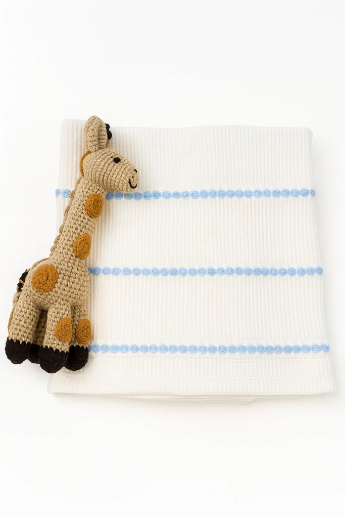 Pucker Texture Baby Blanket | Blue Stripes