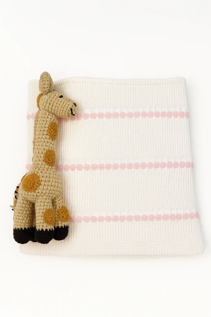 Pucker Texture Baby Blanket | Pink Stripes