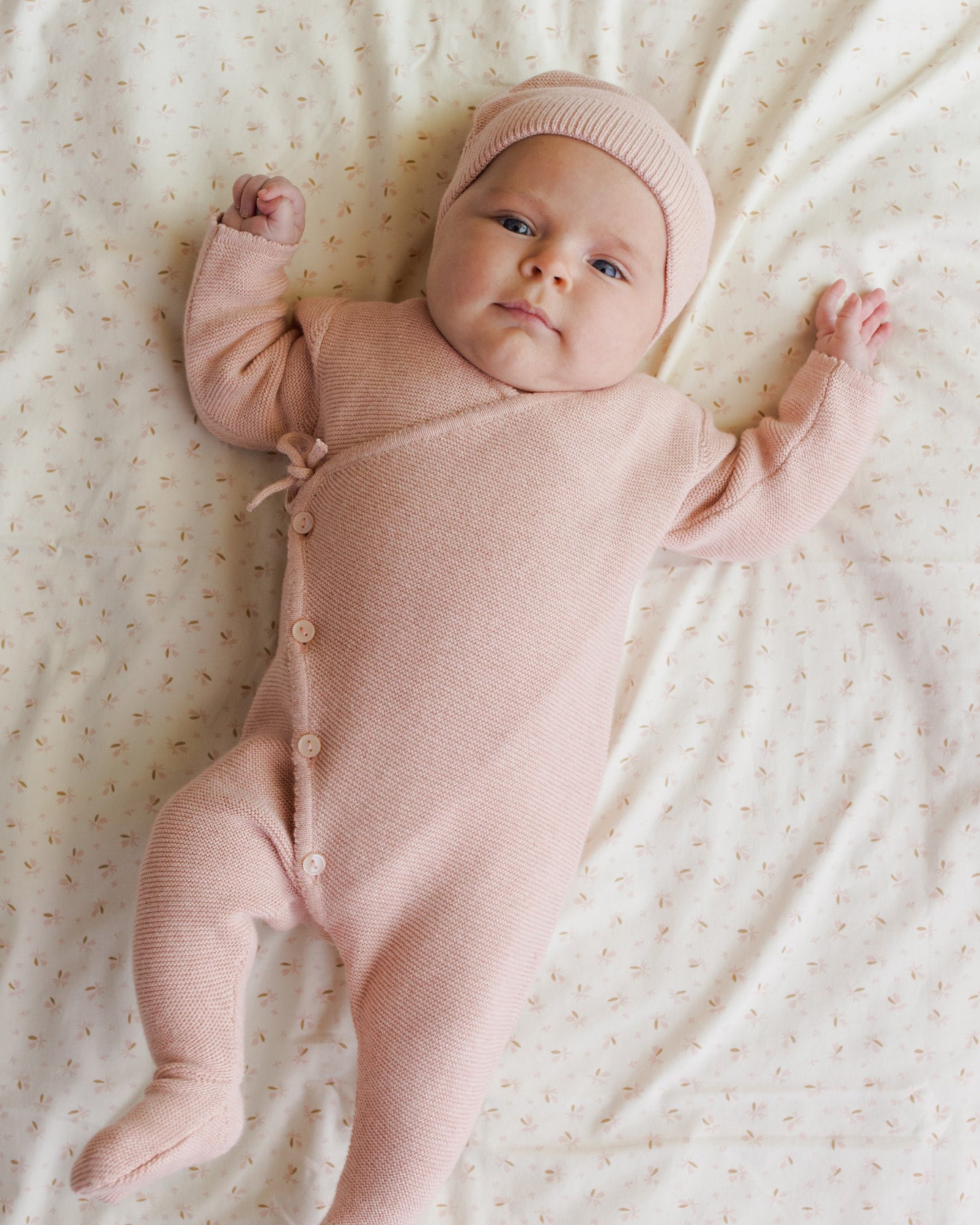 WRAP KNIT FOOTIE || HEATHERED ROSE