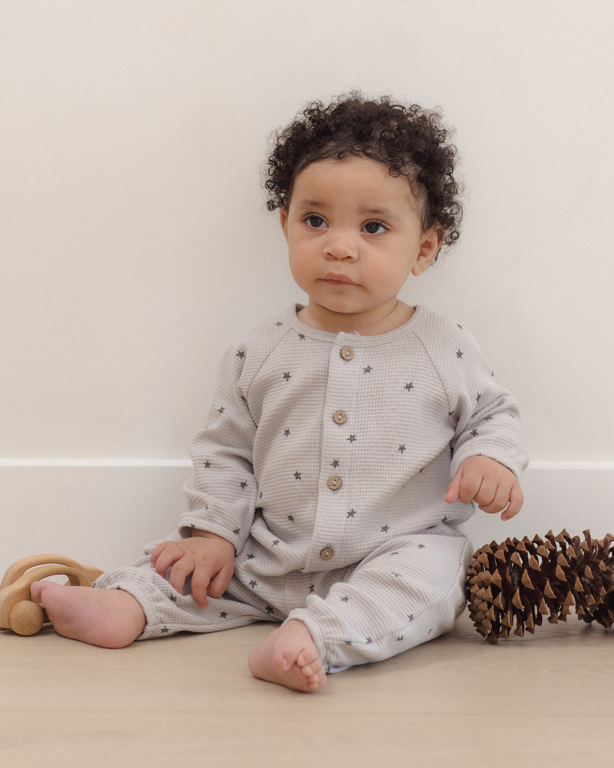 WAFFLE LONG SLEEVE JUMPSUIT STARS