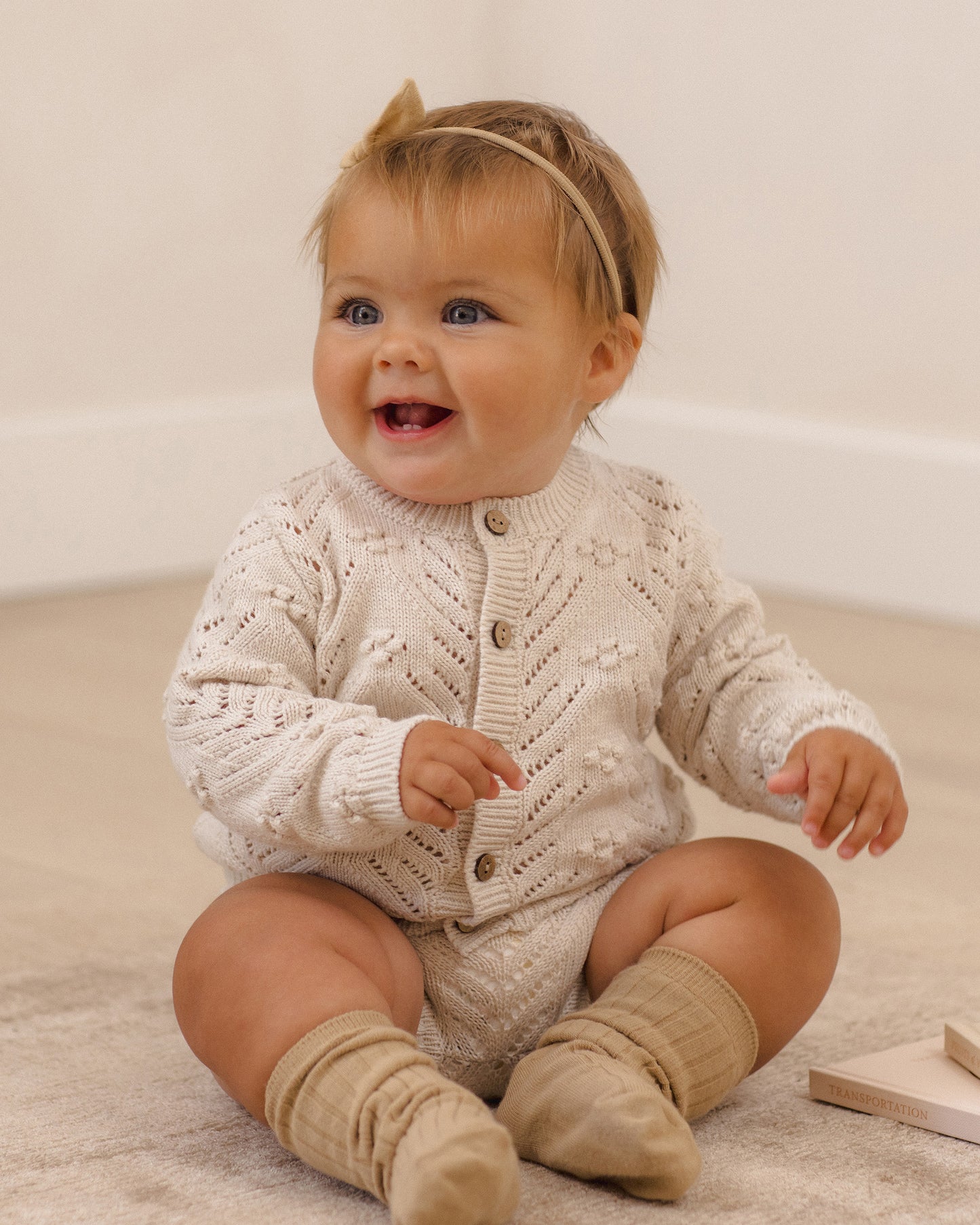 KNIT CARDIGAN HEATHERED OATMEAL