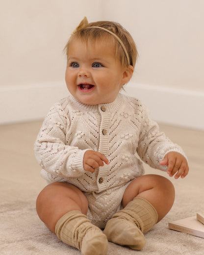 KNIT CARDIGAN HEATHERED OATMEAL