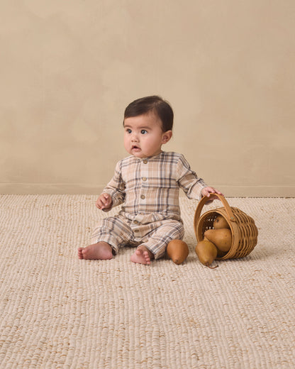 POCKETED WOVEN JUMPSUIT FALL PLAID