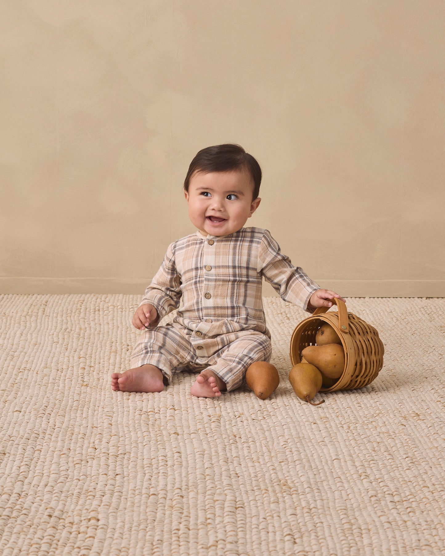 POCKETED WOVEN JUMPSUIT FALL PLAID
