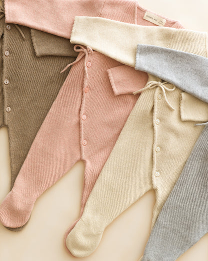 WRAP KNIT FOOTIE || HEATHERED NATURAL