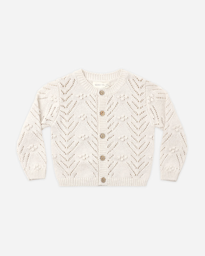 KNIT CARDIGAN HEATHERED OATMEAL