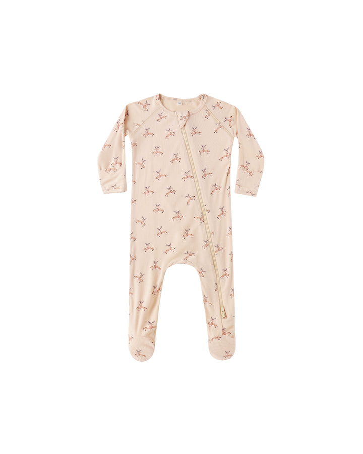 BAMBOO ZIP FOOTIE || REINDEER
