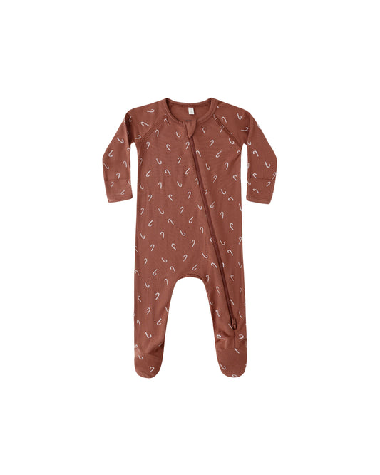 BAMBOO ZIP FOOTIE || CANDY CANES